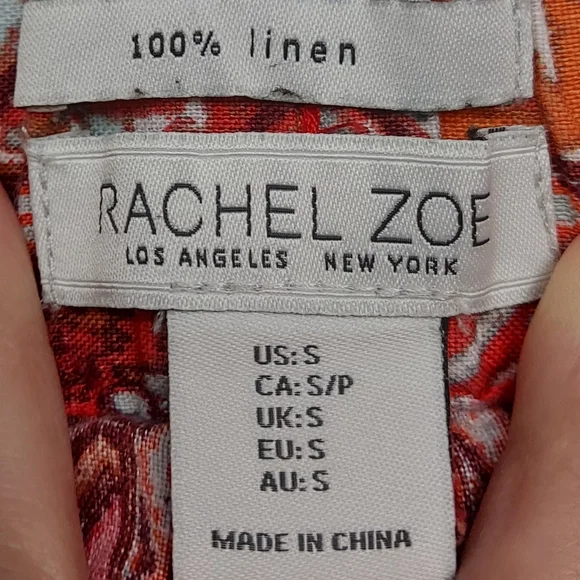 Rachel Zoe Multicolor Boho Linen Crop High Rise Pull On Pants Size S - Picture 4 of 11